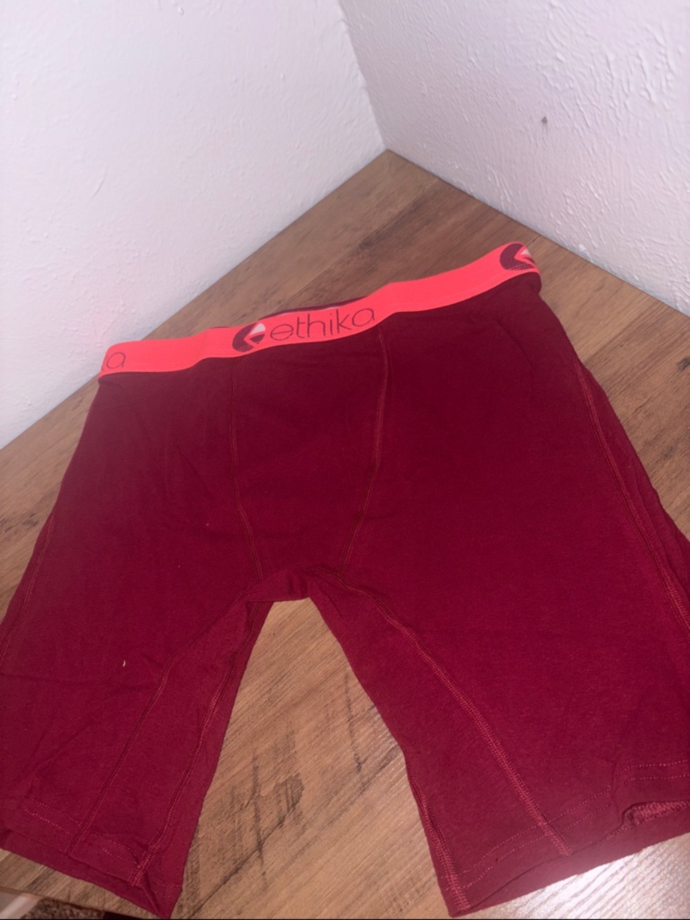 ethika Maroon Boxer Briefs with Coral Waistband